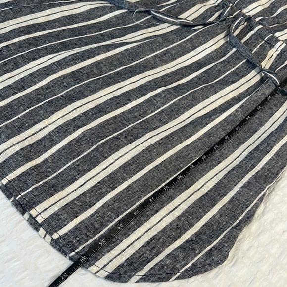 Old Navy Linen Dress Size SP Blue and White Color cinched waist striped - Picture 4 of 7